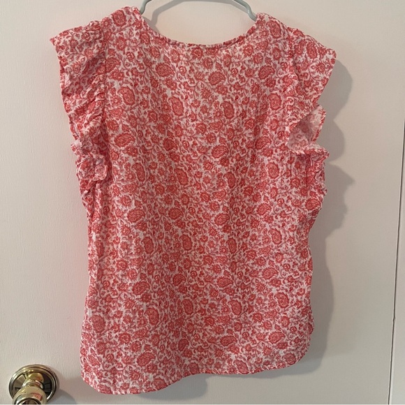 NEW! Style & Co Women’s Gauze Flutter Sleeve Top 1X Plus Size Coral - Picture 6 of 9